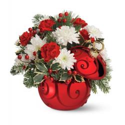 Teleflora's Ruby Swirl Ornament Bouquet